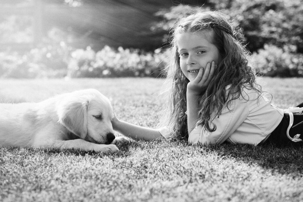 Portrait of a girl with her dog.